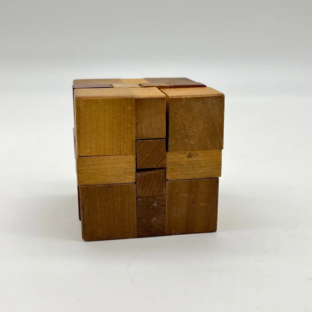 Vintage Wooden Burr Puzzle Brain Teaser Interlocking Cube 3D Puzzle Toy‎